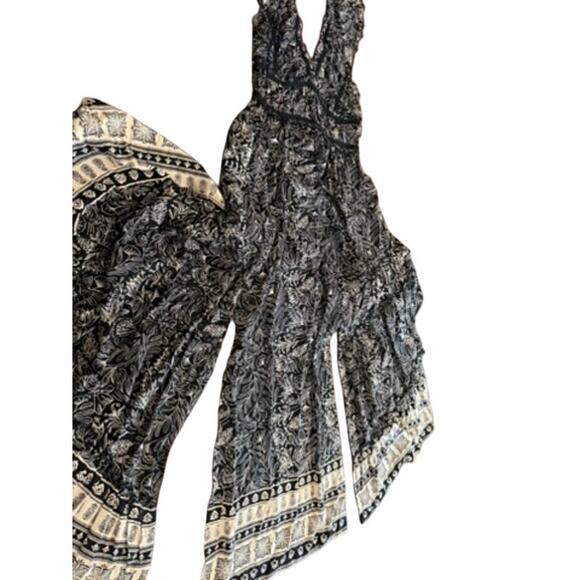 "ANGIE" Maxi Sundress SZ L Babydoll Summer Boho Layered Hippie Criss Cross Rayon - Picture 5 of 9